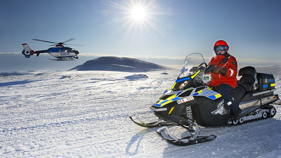 Snöskoterpolis, patrullering i fjällvärlden. Jämtland, fjällräddning, Ulf Wedin