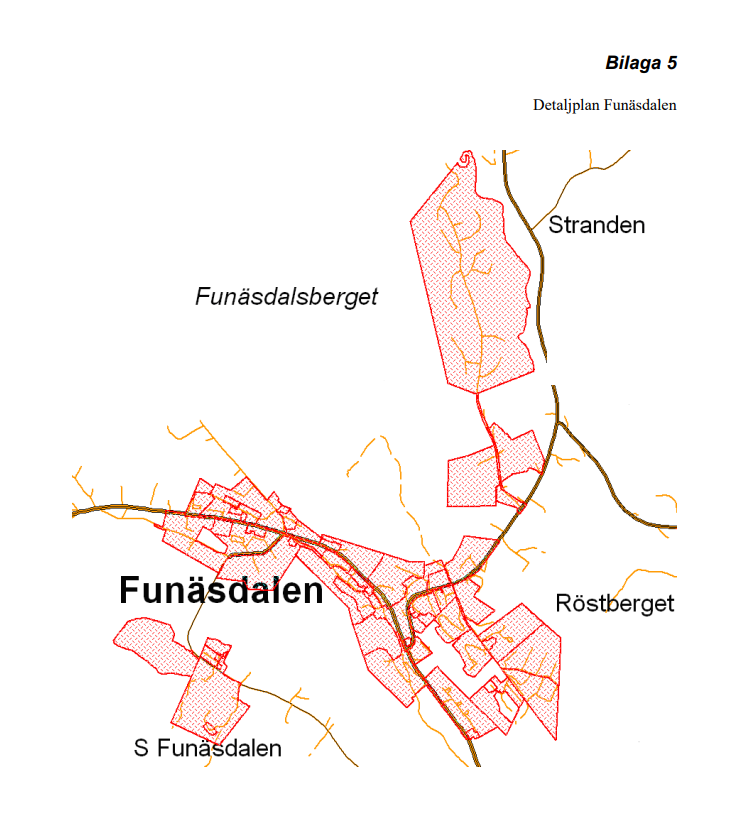 Detaljplanskarta över Funäsdalen