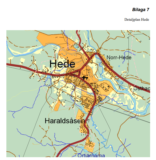 Detaljplanskarta över Hede