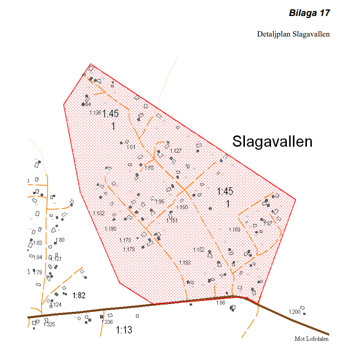 Detaljplanskarta över Slagavallen