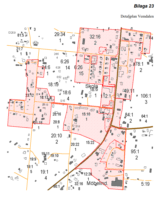 Detaljplanskarta över Vemdalen