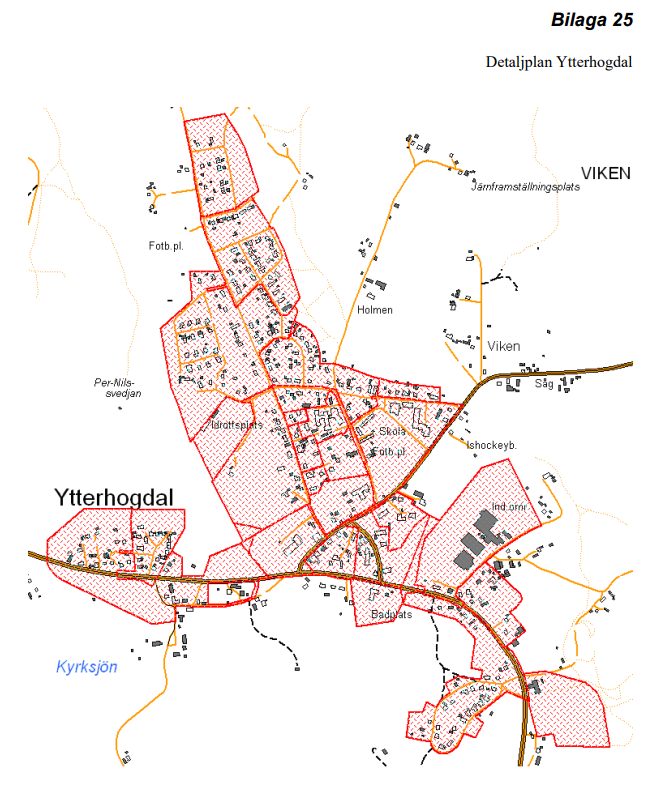 Detaljplanskarta över Ytterhogdal